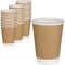 لیوان های آب کاغذی یکبار مصرف 500 میلی لیتری رستوران Take Away لیوان های قهوه عایق دو جداره کرافت قهوه ای
